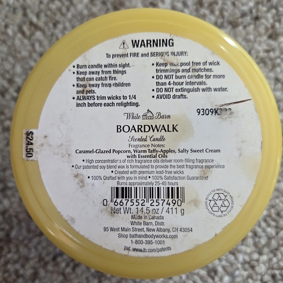 🎈2/$15 White Barn Boardwalk Candle - Sunny Yellow - Picture 2 of 5